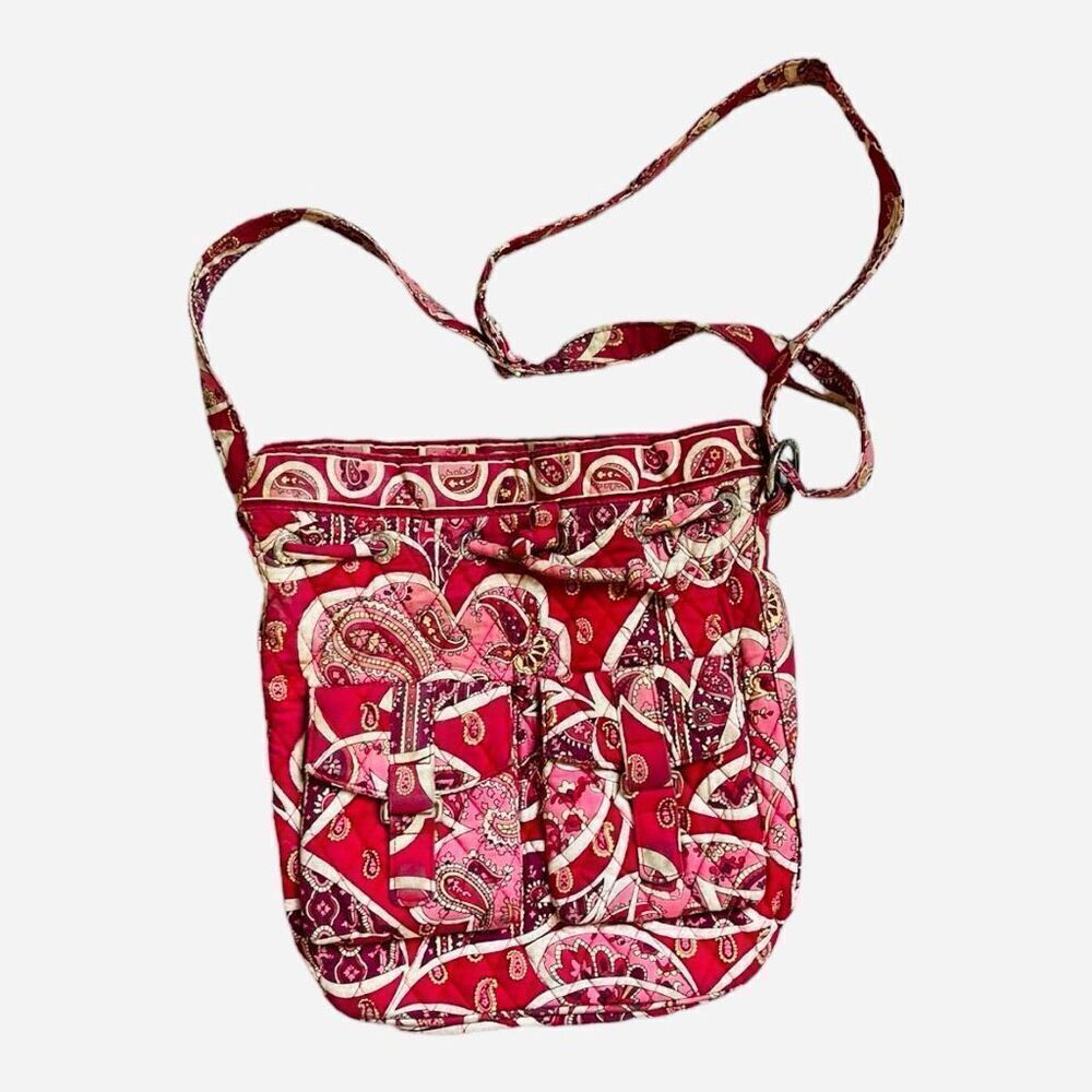 Womens Vera Bradley Red Paisley Rosie Posey Crossbody Purse